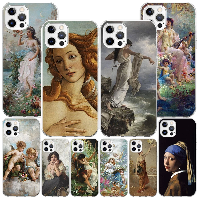 Paint Art Renaissance Phnoe Case for Iphone 11 12 13 Mini 14 15 Pro Max X Xs Xr 7 Plus 8 + Apple 6S SE 2020 Unique Cover Coque