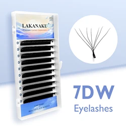 LAKANAKU 7D W Shape Bloom Premade Volume Fans Eyelash Extensions Natural Soft Professional Lashes Blooming Easy Fans Lashes