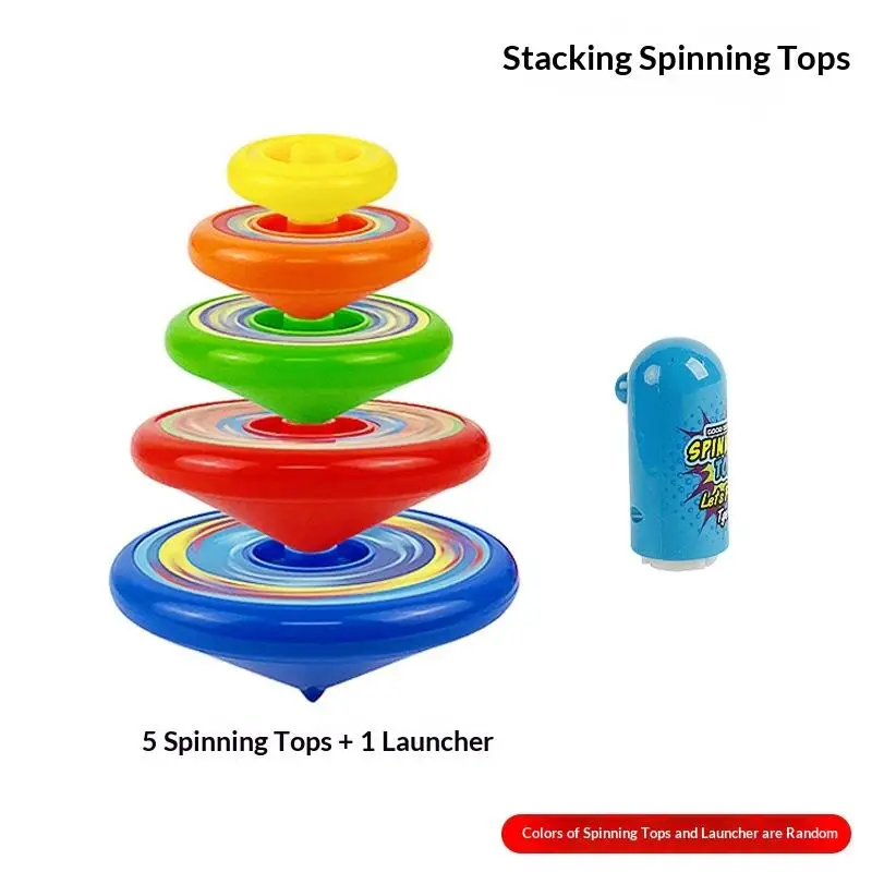

Spinning Top Gyroscope Toy Set with Launcher Flying Stackable Design for Kids Party Favors Birthday Gifts