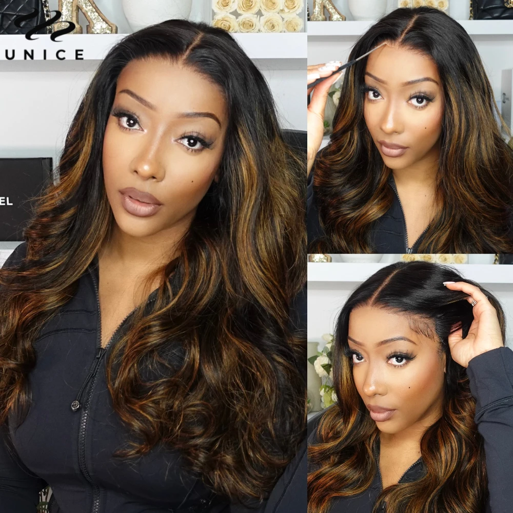 UNice Bye Bye Knots 7x5 Lace Closure Caramel Brown Loose Wave Wig Pre Cut Pre Bleached Glueless Wig Human Hair Ready To Wear Go