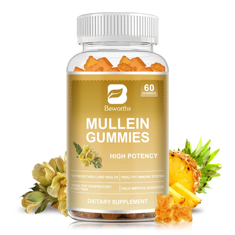 

BEWORTHS Mullein Leaf Gummies Support Lung&Respiratory Health Relieve Cough Smooth Breathing Intestinal Digestion&Immune Health