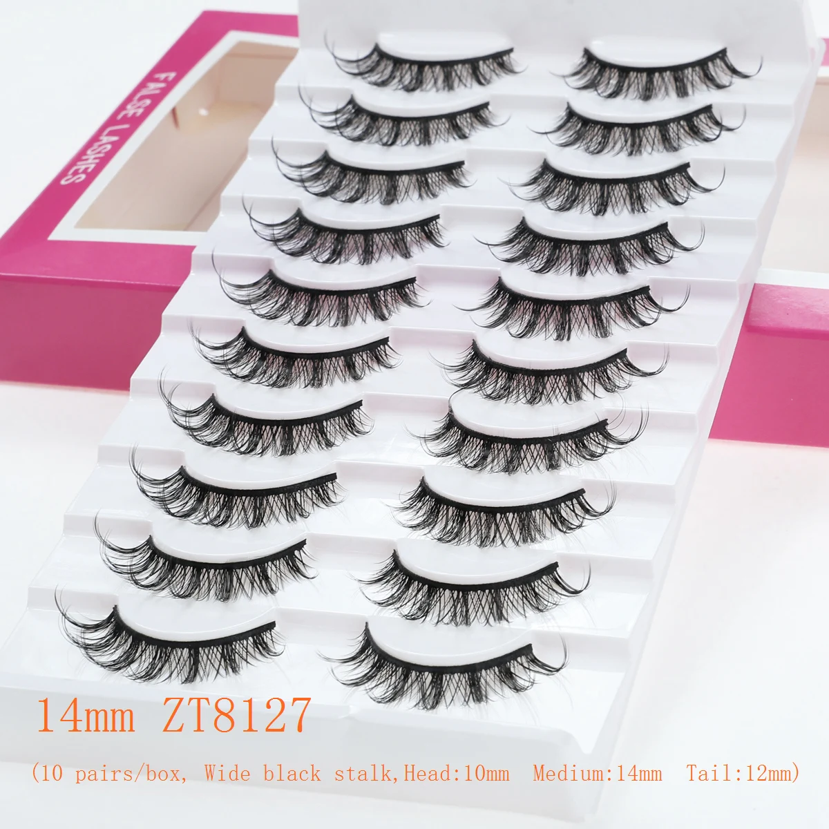 Xuanfeiwu フルストリップ ハードステム メイクアップ 稀薄な自然まつげ パーティー パフォーマンス リアルなカール 三次元のボリュームのある細長い斜めつけまつげ ライトメイク用