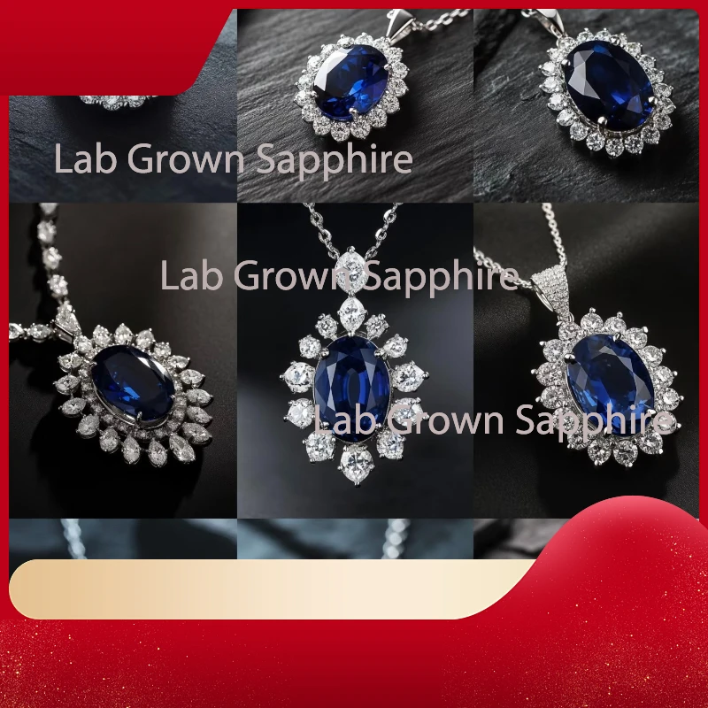 

-Lab Grown Sapphire Oval Cut Blue Color Gems