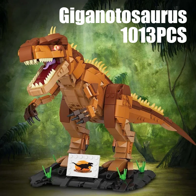 

1013 шт., строительные блоки динозавров, наборы игрушек, модель гиганнозавра, мелкие частицы, сборка, кирпичи, украшение для рабочего стола, идея, игрушки, подарки