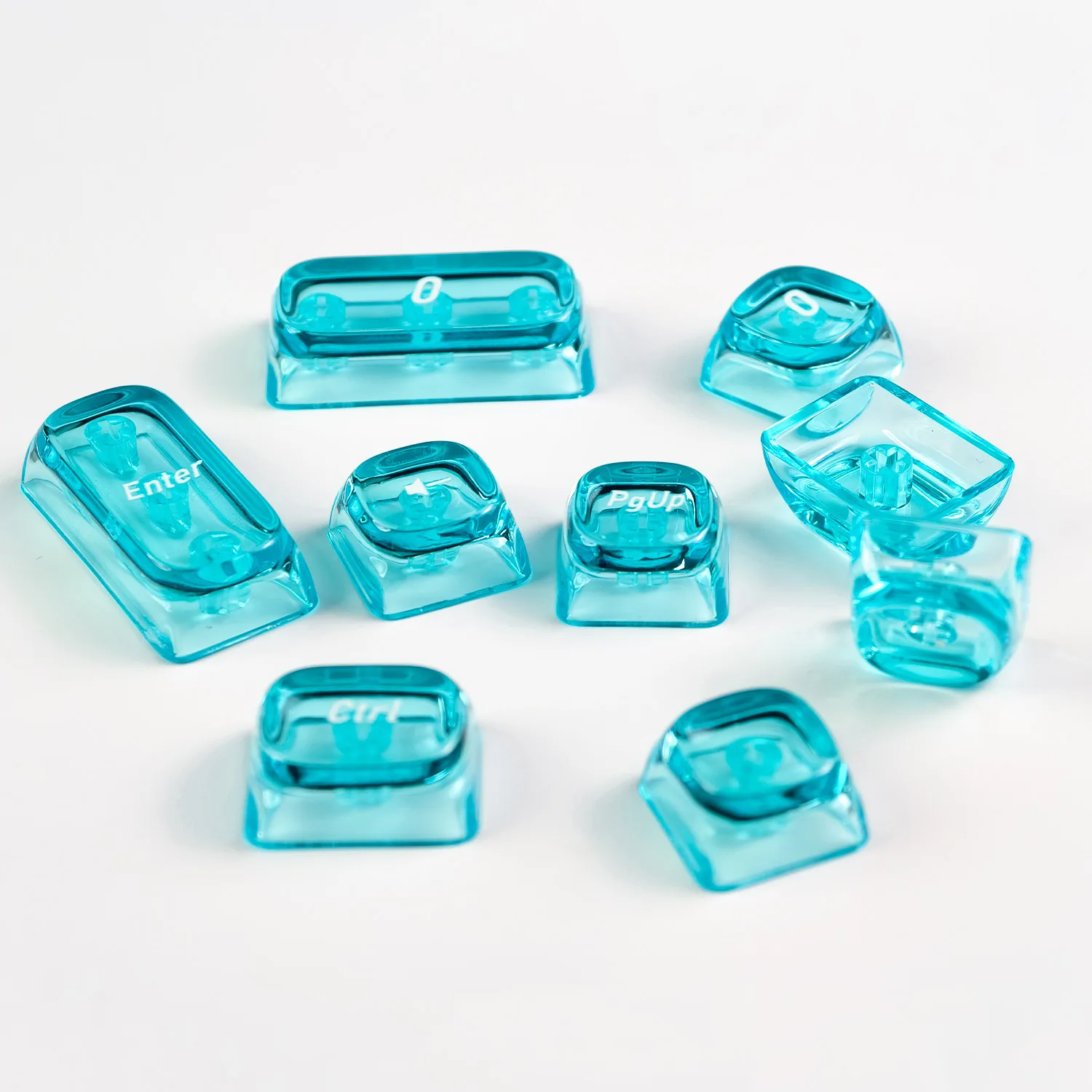 MAIMOOO Blue Jelly Crystal Keycap MOA Profile PC Material Translucent Cute Candy Backlit Keycaps for Aula Mechanical Keyboard