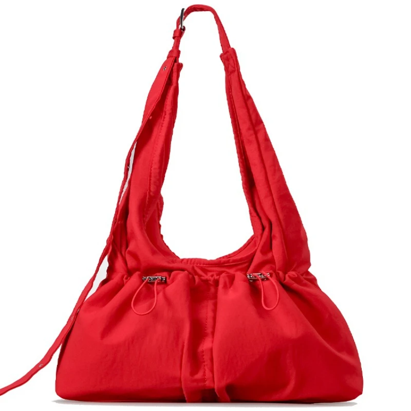 

Корейский стиль, повседневная простая водонепроницаемая нейлоновая сумка подмышки, легкая женская сумка на плечо на шнурке, большая вместительная сумка через плечо