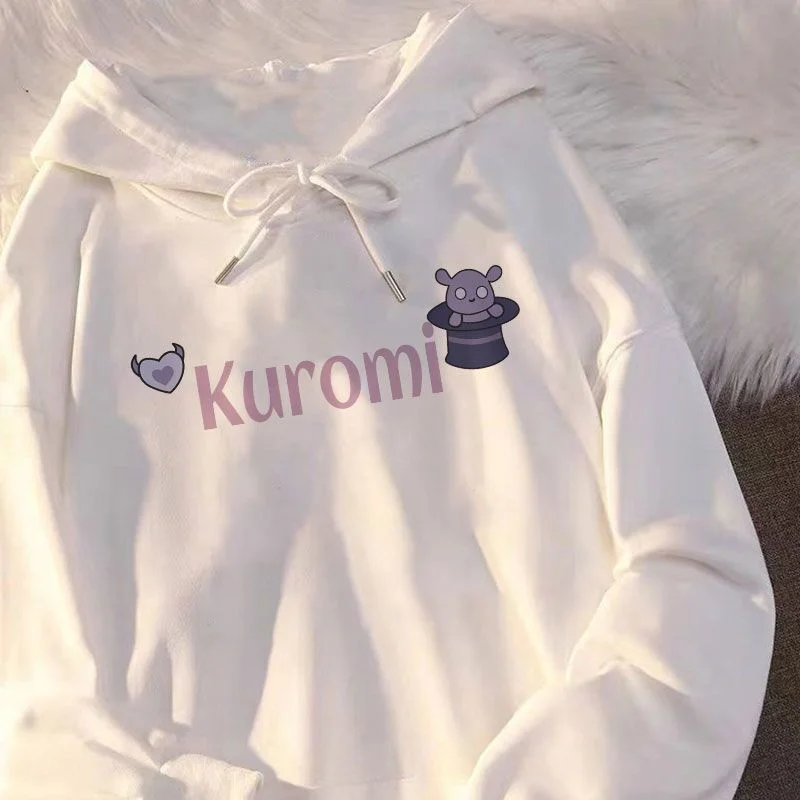 Japanese Sanrio Kuromi Hooded Sweatshirt Pure Cotton Hoodie Kpop Kawaii Clothes College Style Goth Women Clothes Anime Hoodie