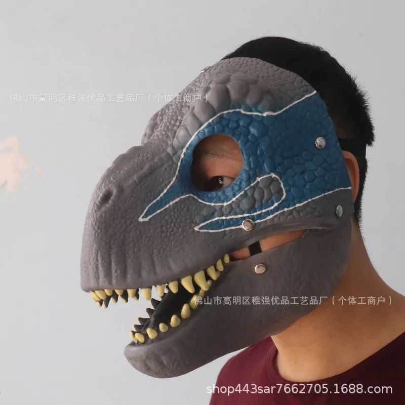2025 Maschera da dinosauro di Halloween Bocca mobile Raptor Tyrannosaurus Rex Cappuccio per festa di Natale a bocca aperta