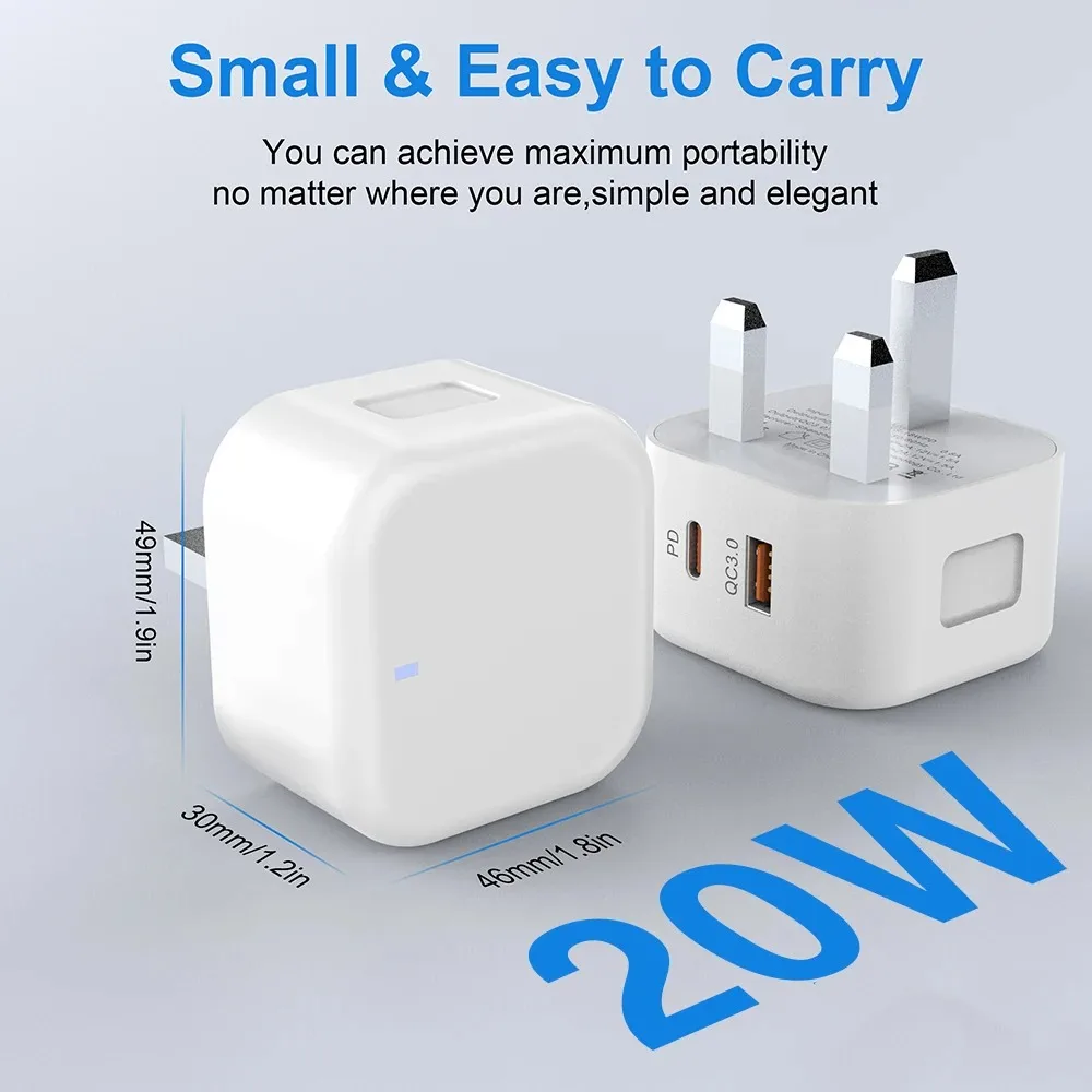 EU UK 20W Dual Ports Type c USB C PD Wall Charger Fast Quick Charging Power Adapters For IPhone 12 13 14 15 pro Samsung htc lg