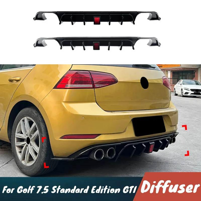 

Для VW Golf 7.5 Standard Edition GTI 2017-2019 автомобильный задний бампер черный диффузор сплиттер спойлер со светодиодной подсветкой внешний комплект кузова