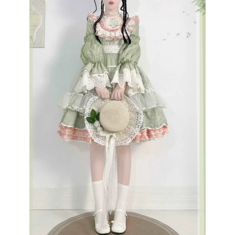 Japońska sukienka Cos Kawaii Lolita kobiety wiktoriański Vintage suknie ślubne księżniczka Party dziewczęca koronkowa kokarda elegancka odzież Lolita