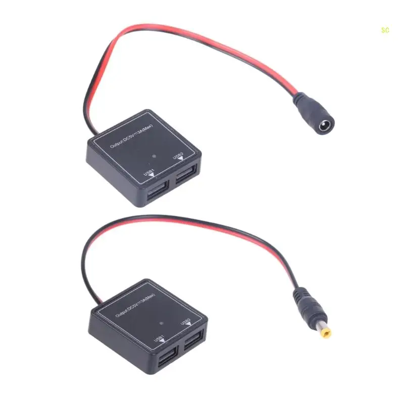 Adattatore ricarica rapida per auto 5V3A DC5521 a due caricabatterie USB per auto con adattatore alimentazione USB