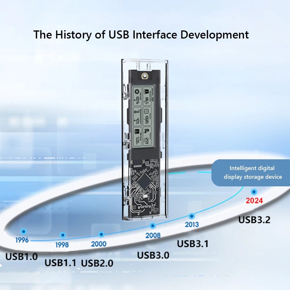 Casing Solid State Drive M.2NVME/NGFF Protokol Ganda Casing Drive Tampilan Digital Serbaguna Adaptor Eksternal USB M.2 SL-TN10-P-AC