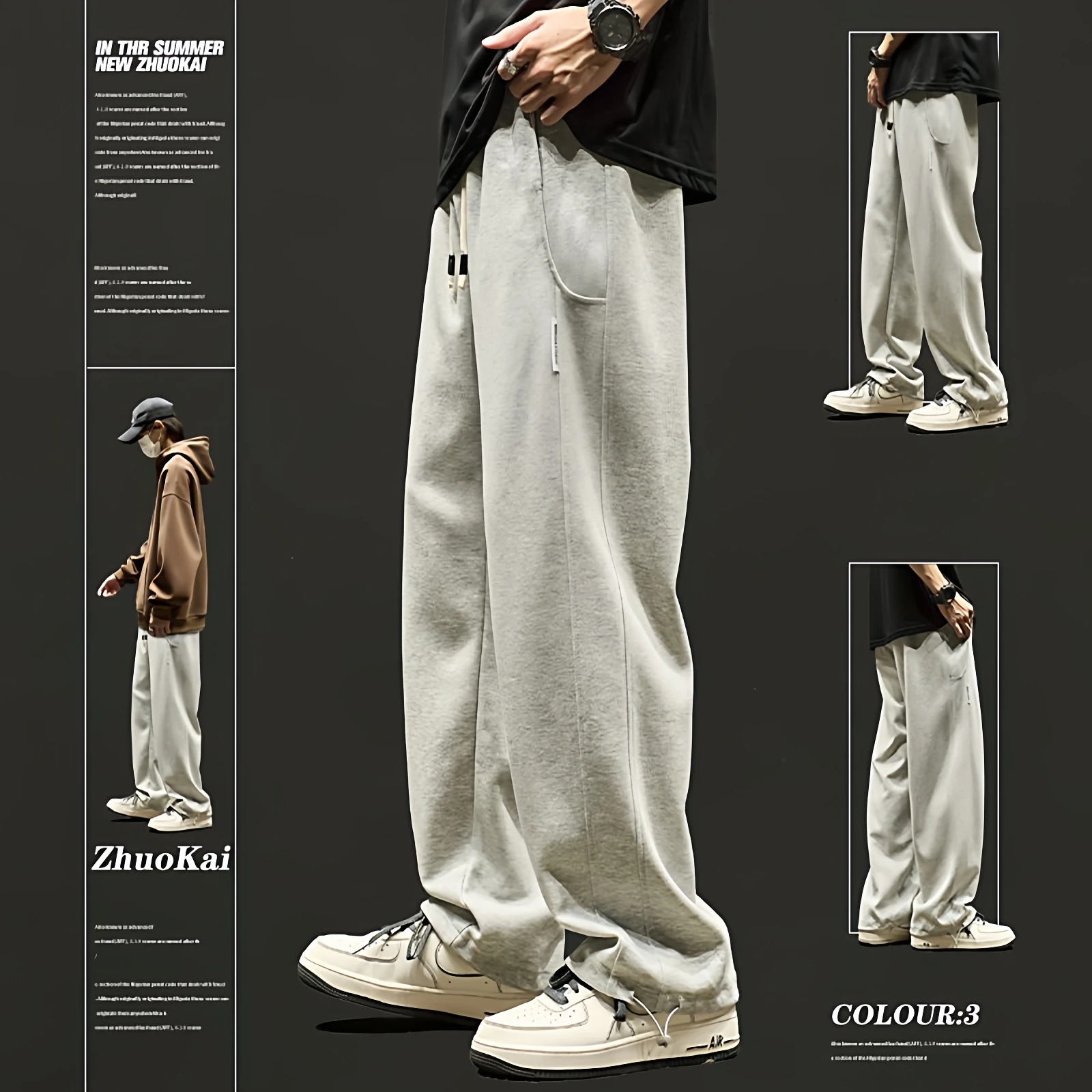 

Men's Straight Leg Casual Pants Spring Autumn Style American High Street Loose Fit Comfortable Long Trousers Sporty