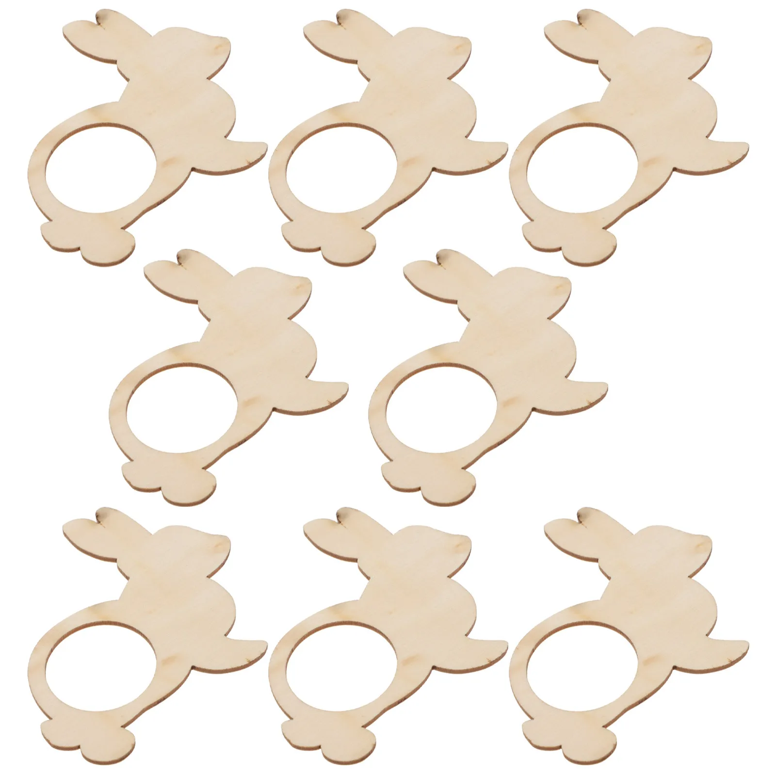 8Pcs Wooden Rabbit Napkin Rings Delicate Elegant Napkin Buckles with Bright Colors Long-Lasting Service Life Festive Table