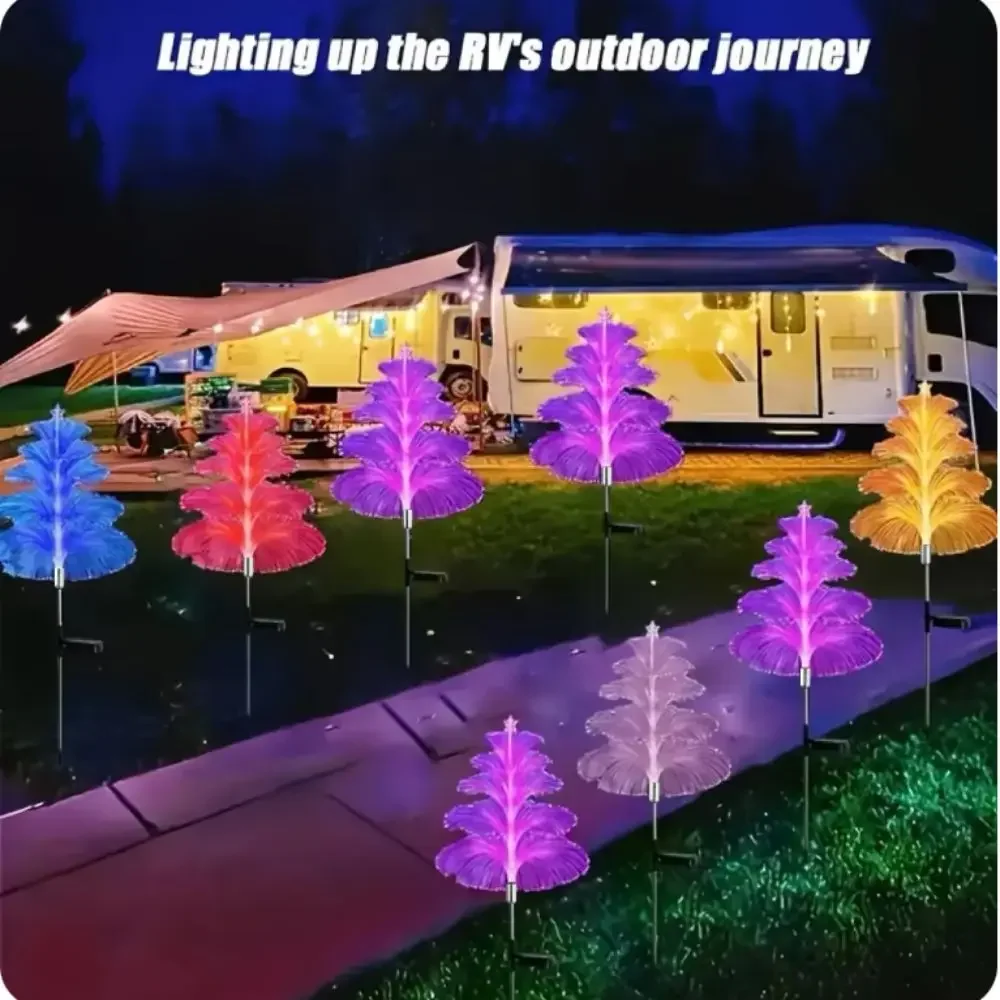 شجرة عيد الميلاد الشمسية الألياف قنديل البحر مصباح الكاشف أضواء قنديل البحر الملونة Led مقاوم للماء شجرة عيد الميلاد ضوء المناظر الطبيعية #3