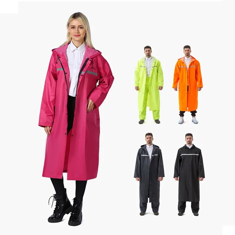 Thickened Oxford Cloth Long Raincoat Men\'s Adult Reflective Raincoat Outdoor Single-Step Labor Protection One-Piece Raincoat