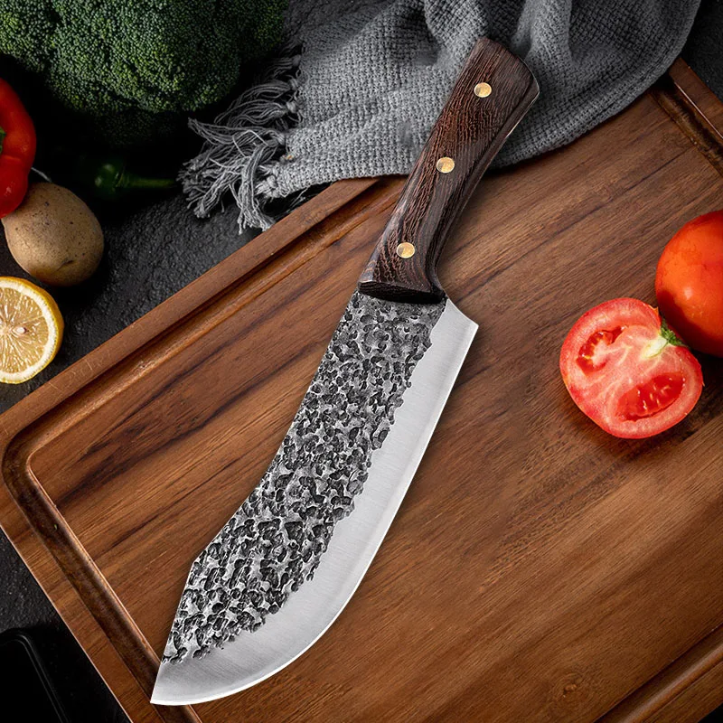 Stainless Steel Cleaver Knife Forged Kitchen Knives Meat Bone Butcher Knife Wood Handle Chinese Knife Kitchen Cooking Tools