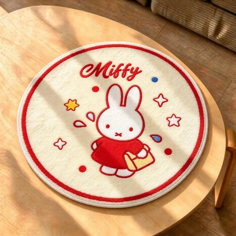 Miffy Bunny Round Seat Cushion Imitation Cashmere Ultra Soft Chair Pad Cute Cartoon Plush Butt for Classroom Kids Long Sitting