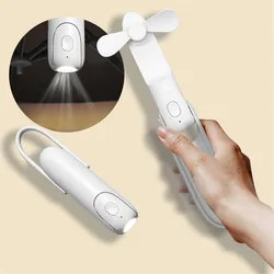 Small flashlight with light handheld fan small fan super long battery life silent mini fan strong wind folding fan