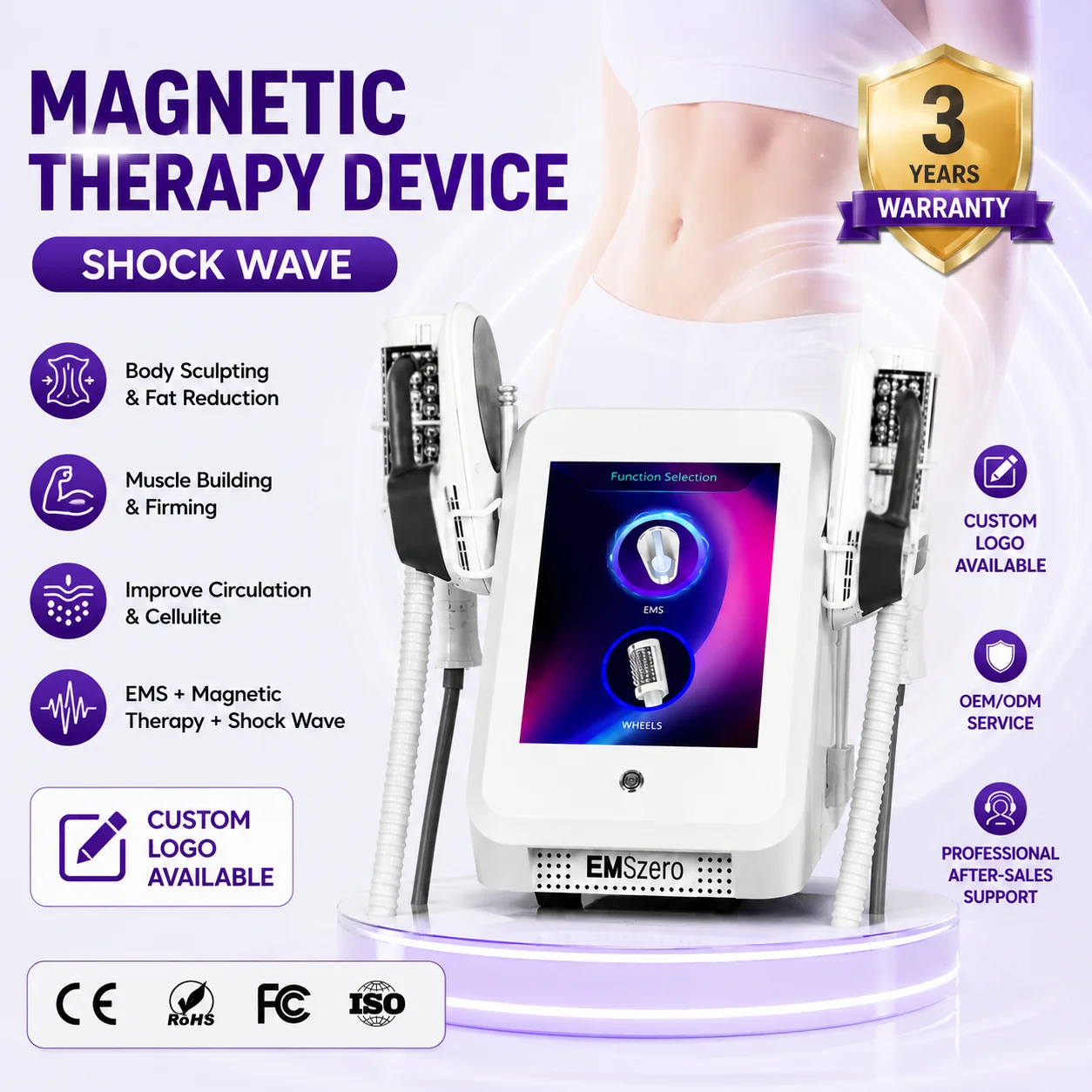 Pro 9500W Vacuum Roller 360 Degree Body Sculpting Machine Rf Hi Emt No Blind Spot Cellulite Reduction Fat BurningEMSZERO