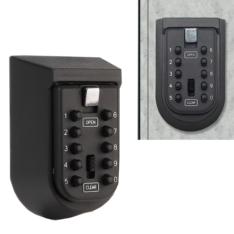 Key Safe Box 10 Digit Push Button Combination Lock Wall Mounted Key Storage Lock Safe Key Holder Key Storage Box Alloy