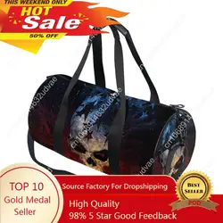 Impermeável Sports Training Gym Bag, Sacos De Viagem, Bagagem De Cabine Grande, Cor Preta, Weekend Duffle Sac, Impressão De Crânio, 2020