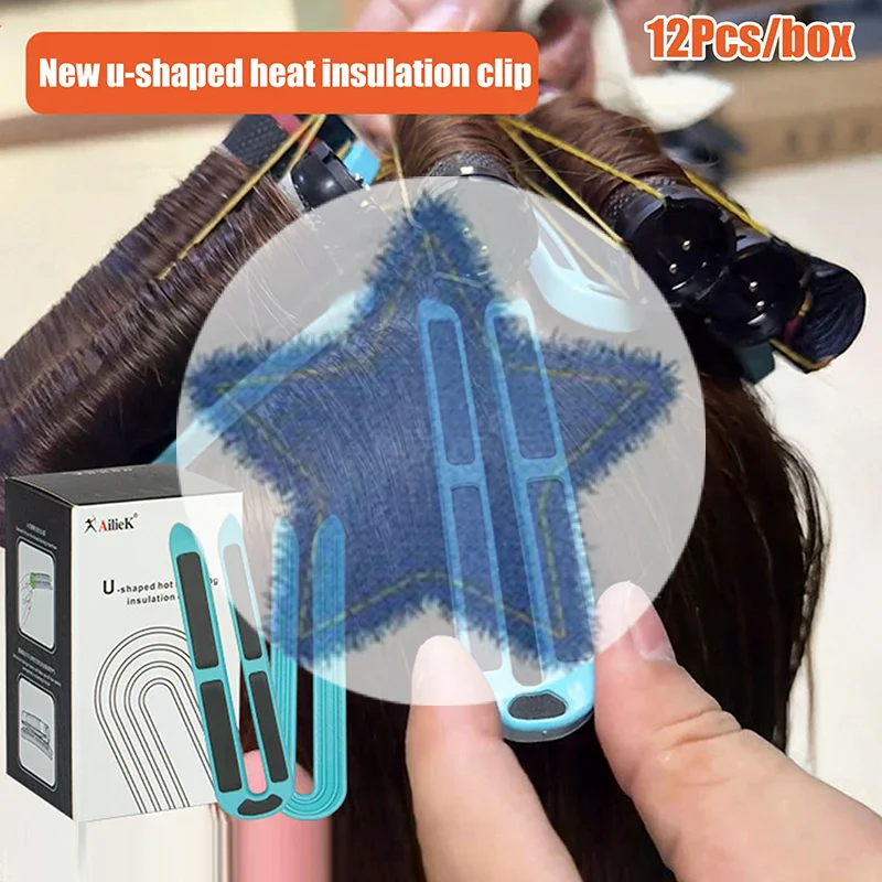 

12pcs U-shape Hair Perm Insulation Clips Multipurpose Strong Hold Heat Resistance Hair Volume Clips For Salon Home Styling Tools