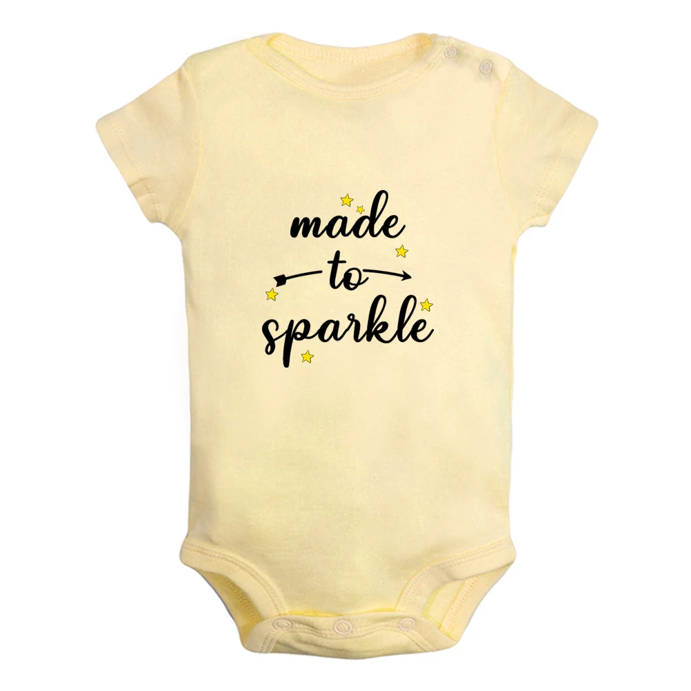 iDzn New Made To Sparkle Fun Graphic Baby Bodysuit Cute Boys Girls Rompers Infant Short Sleeves Jumpsuit Newborn Soft Clothes