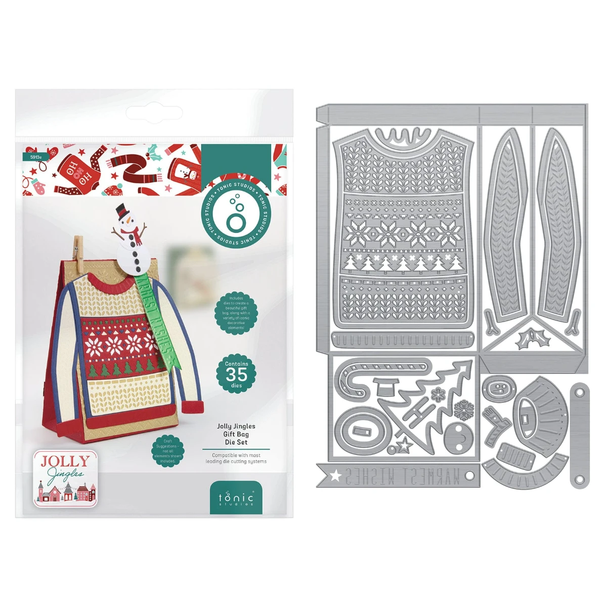 

2025 July New Jolly Jingles Gift Bag Die Set Metal Cutting Dies for DIY Scrapbook Greeting Photo Album Handmade Christmas Gift