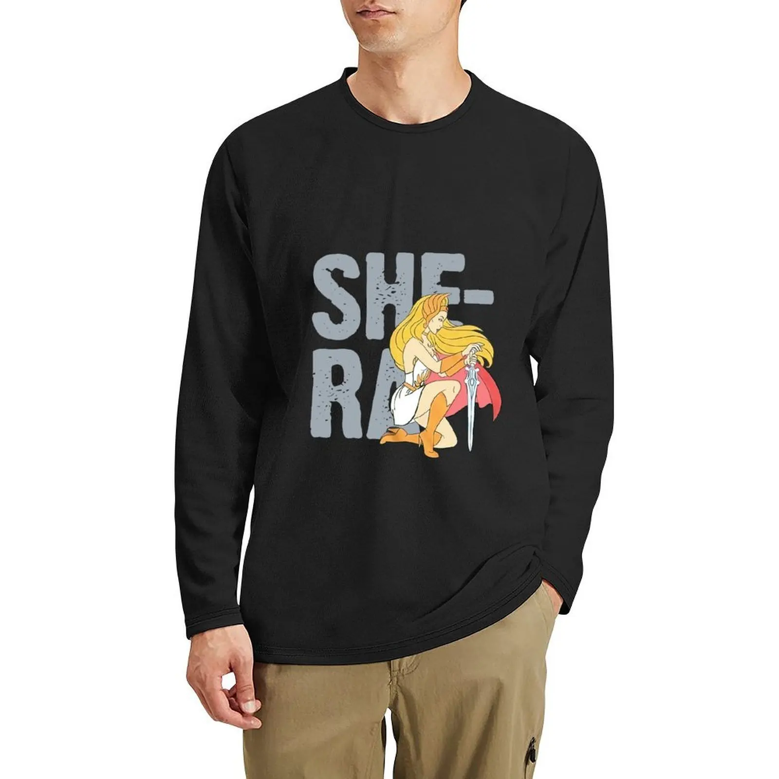 تي شيرت نسائي طويل كبير الحجم من She-Ra ملابس جمالية قميص عرق أسود تي شيرت مخصص تي شيرت رجالي أبيض