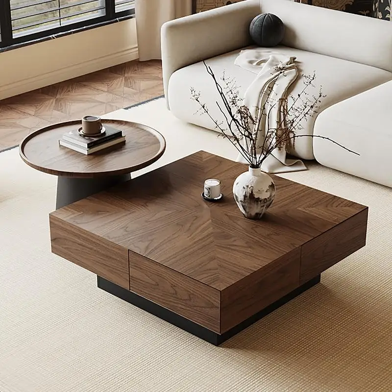Mesa de centro rectangular de madera.