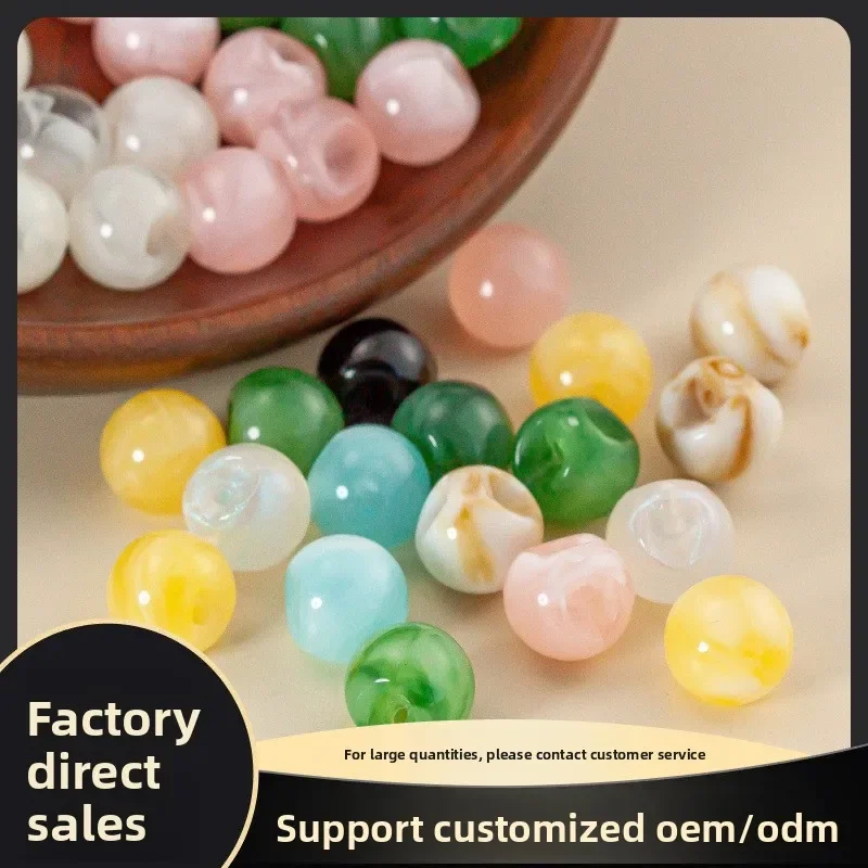 National style cheongsam plate buckle butto horizontal hole DIY imitation jade beads, Tang costume Hanfu button accessories