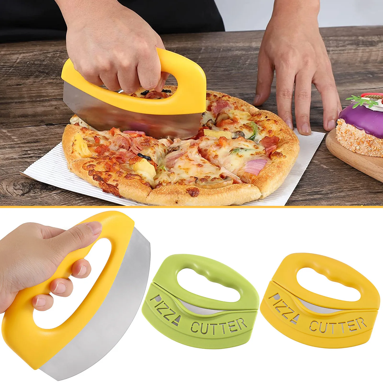 

Cutting Large Knife Cover Tools Pizzas Cutter Multifunctional Rocker Steel Stainless With Pizza Rocker/Slicer Blade Pizza With