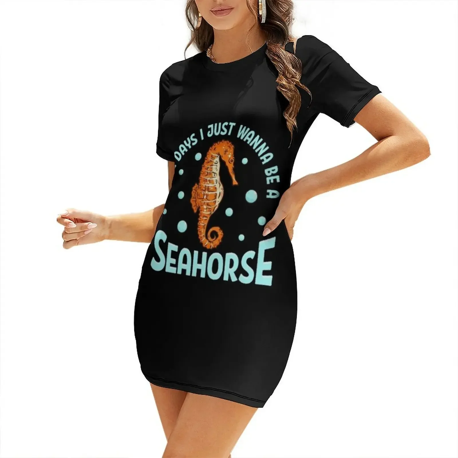 

Cute Some Days I Just Wanna Be a Seahorse Adorable Short-Sleeved Dress summer dresses for women 2026
