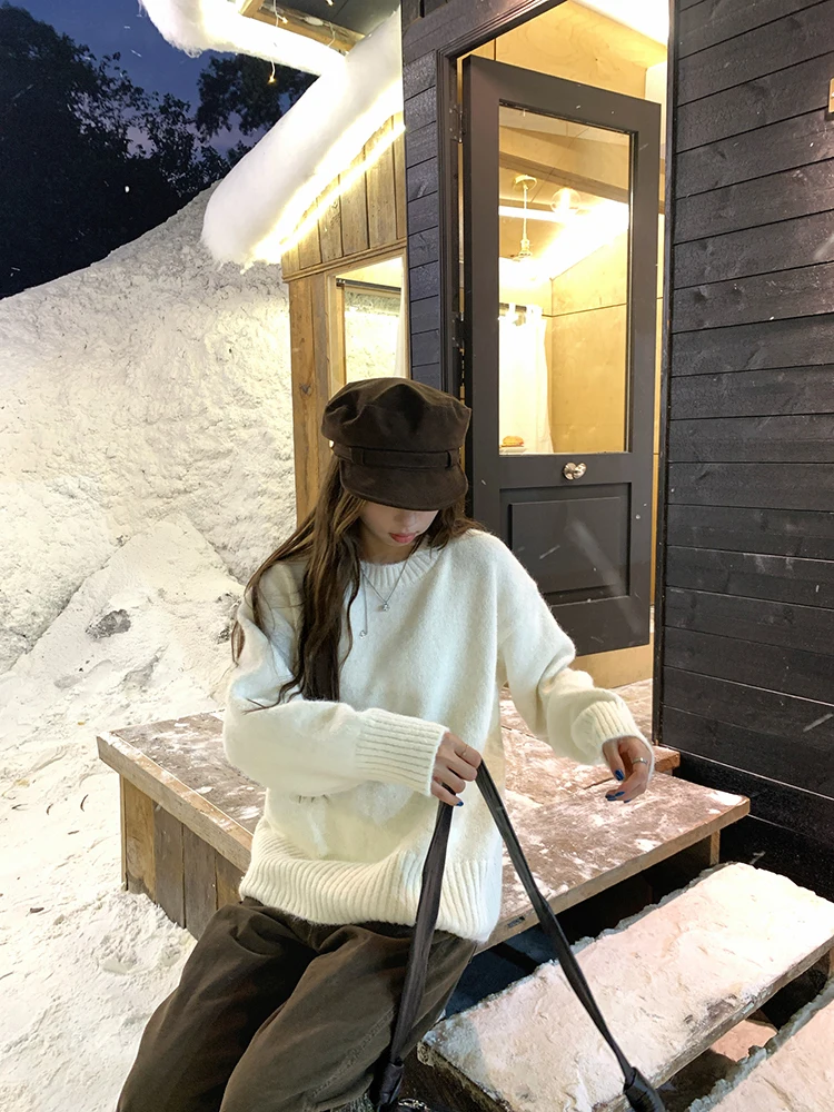 سترة محبوكة بأكمام طويلة باللون الوردي الفاتح للنساء، تصميم فضفاض بأسلوب عصري، إصدار جديد للخريف والشتاء، مظهر شبابي وأنيق #2