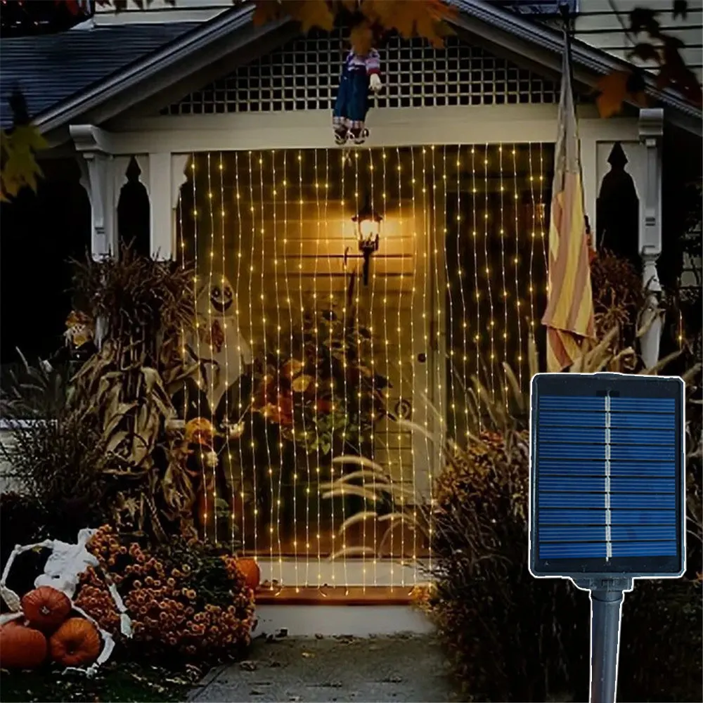 

Halloween LED Holiday Light Garland Festoon Fairy Solar Curtain String Light Wedding Home Party Decor Christmas 3/6M Outdoor