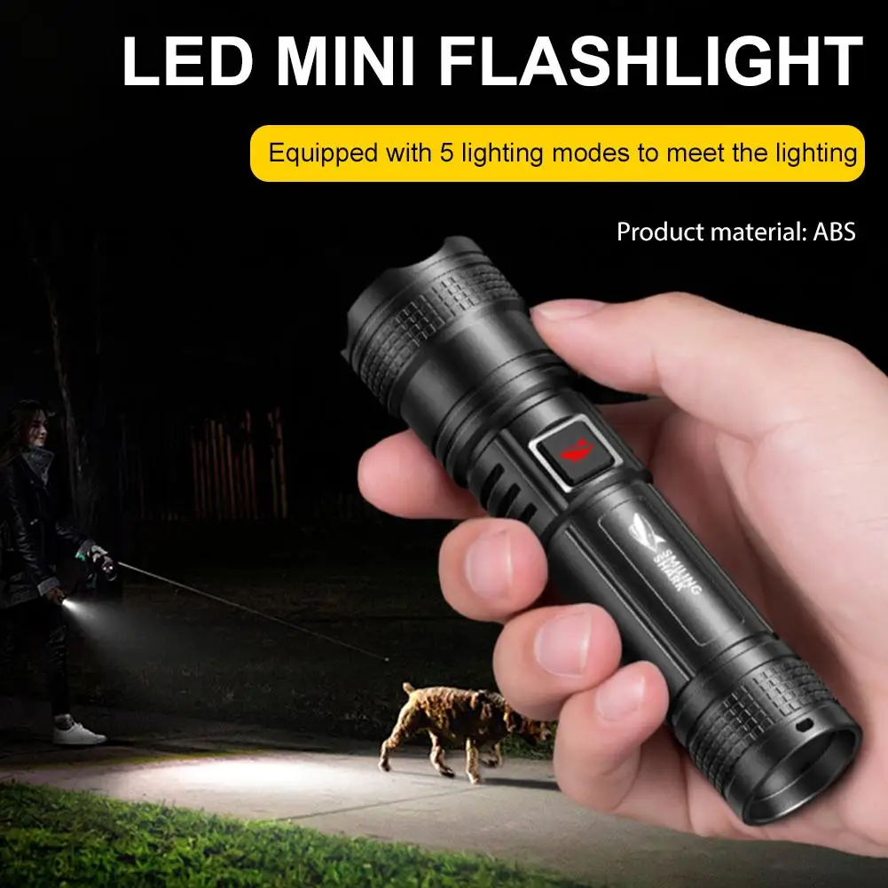 Telescopic Zoom Flashlight Rechargeable LED Pocket Light Adjustable Focus High/Low/Strobe Waterproof Portable For Outdoor