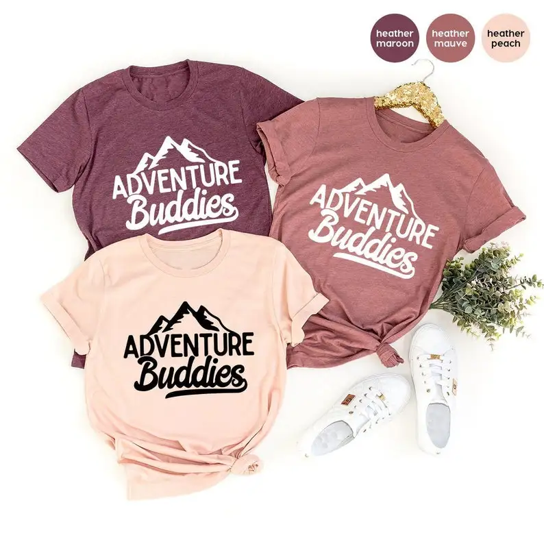 Matching Camping Family Travel Shirts Adventure Buddies Graphic Short Sleeve Top Tees 100% Cotton O Neck 2022 Harajuku Tshirts