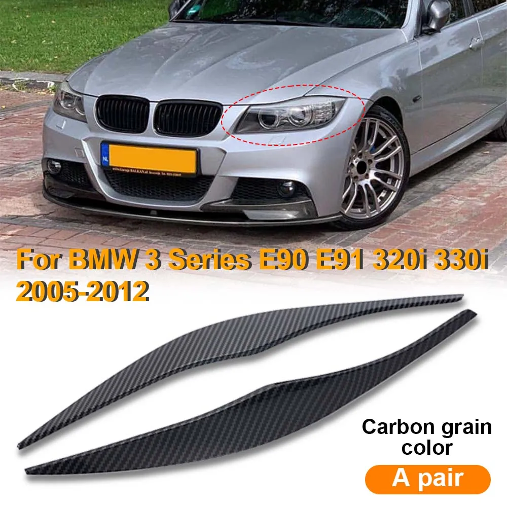 ABS ヘッドライトフロントヘッドライトカバーガーニッシュストリップ眉毛カバートリムステッカー BMW 3 シリーズ E90 E91 320i 330i 2005-2012