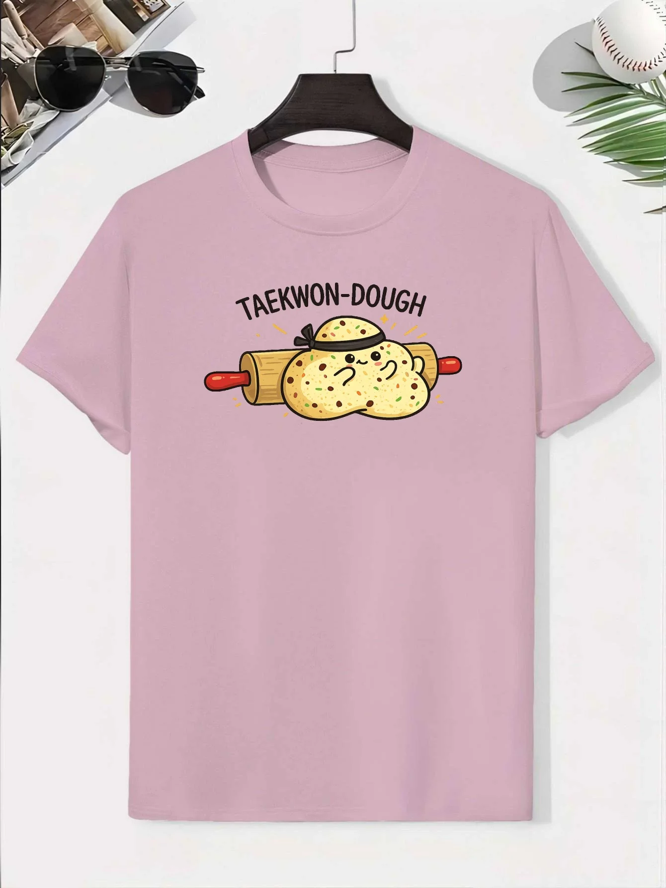 Cute Rolling Pin Printed Cartoon Cotton Children's T-shirt Creative Casual Short Sleeved Top Summer Parent-child Clothing