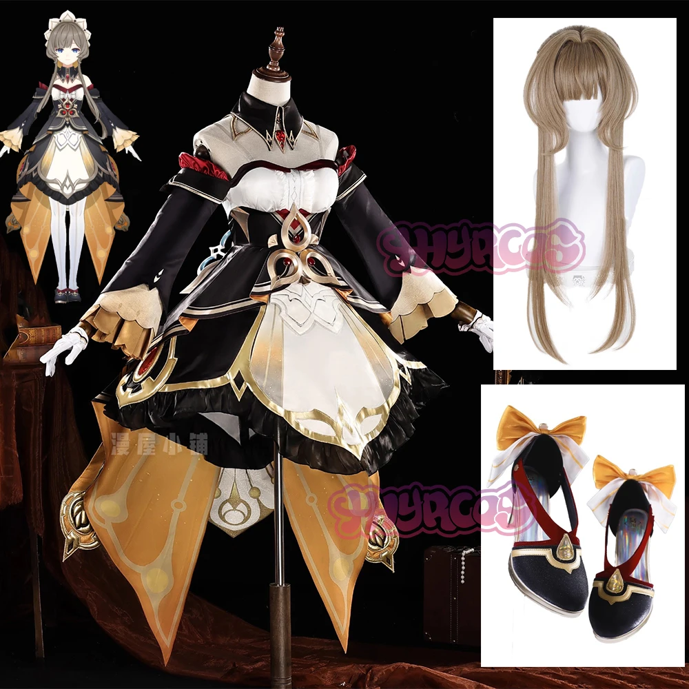 

Genshin Impact Sandrone Косплей Костюм Парик Марионетка Платье Обувь Униформа Одиннадцать Fatui Harbingers Хэллоуин Вечеринка Женщины Девушки