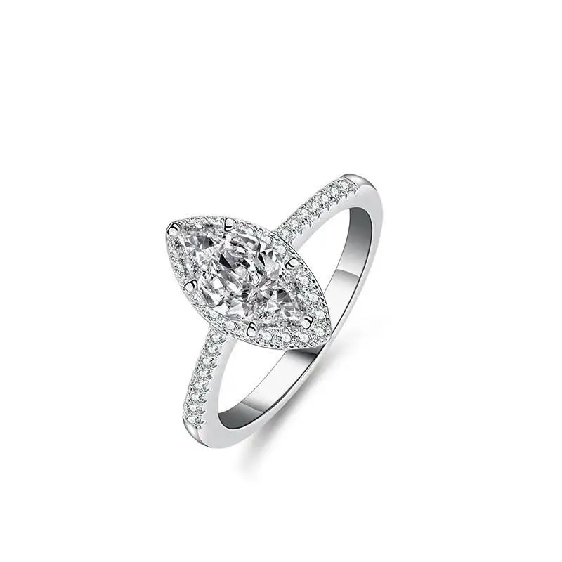 

New 925 Sterling Silver Rings Stackable Shining 1CT Moissanite Ring For Women Wedding Anniversary Birthday Jewelry Gift
