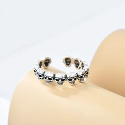 Buyee 925 Sterling Silver Personality Finger Ring Sets Elegant Skeleton Open Ring for Woman Men Rock Punk Fine Jewelry Circle