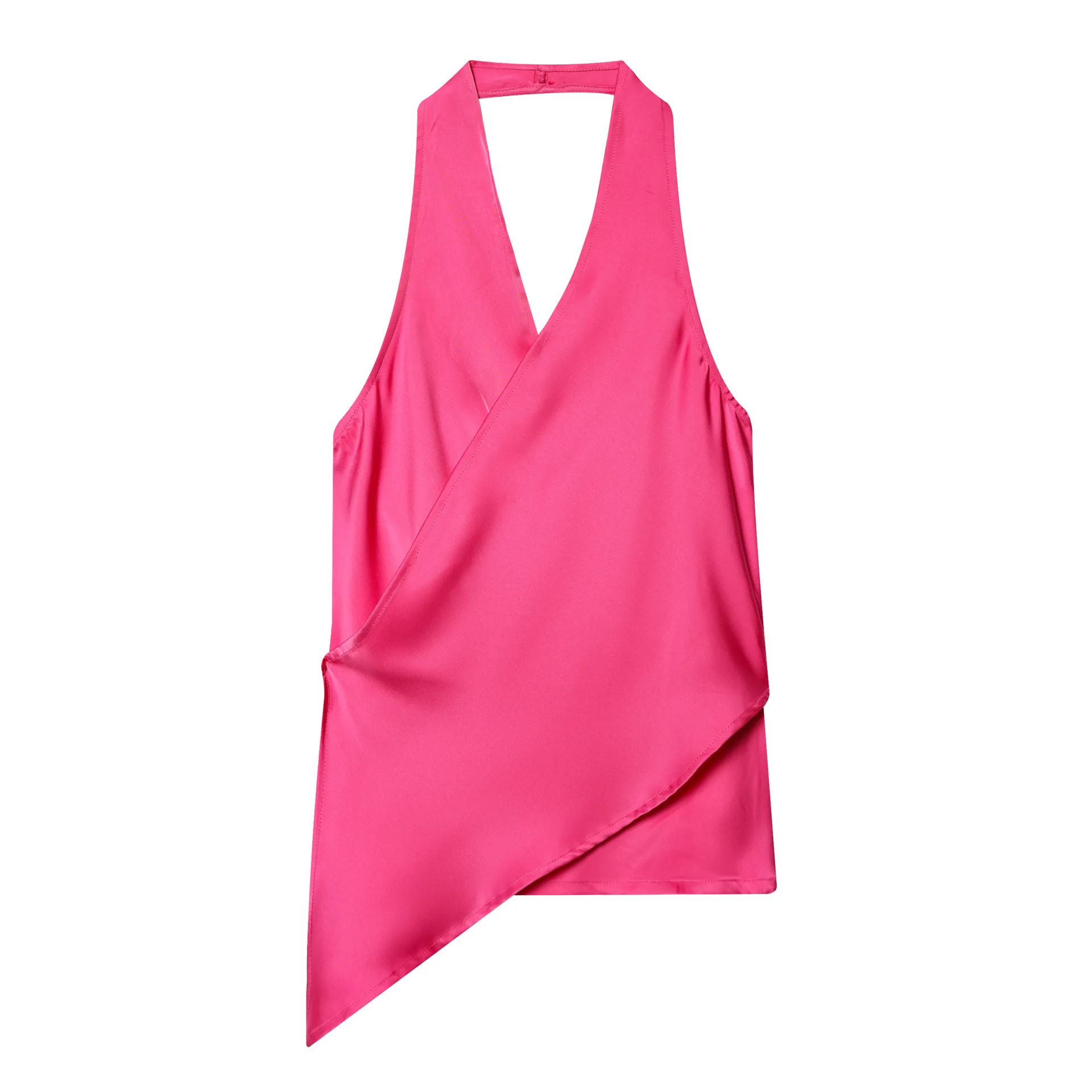 Spring New Lazy Silk Satin Texture Neck Collar Top