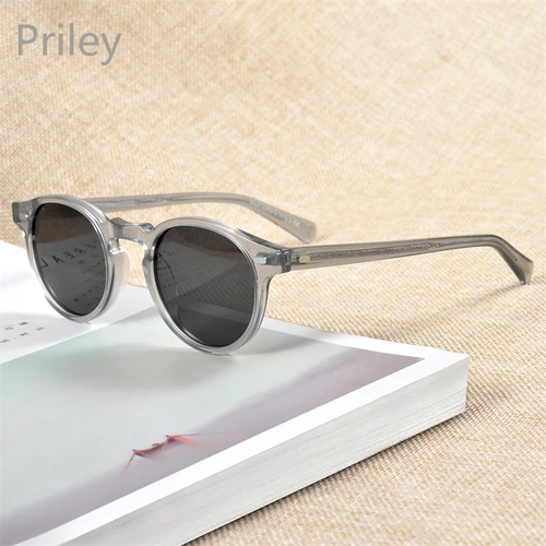 OV5186 Gafas de sol de marca famosa hechas a mano para hombres y mujeres, gafas de sol polarizadas Vintage, gafas de sol redondas Retro Gregory Peck