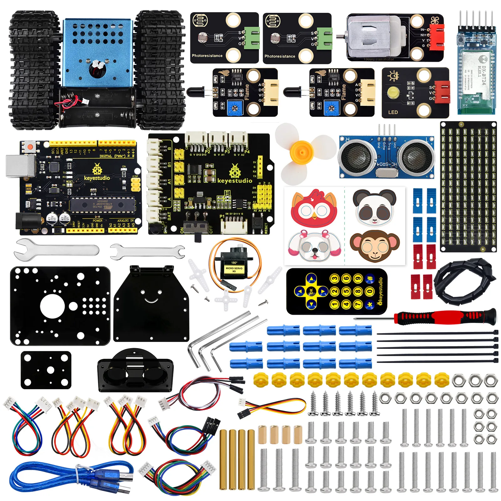 Keyestudio Upgrade Mini Smart Tank Robot V3.0 For Arduino Kit Robot Car DIY Programmable STEM Kit Compatible With Arduino&Mixly
