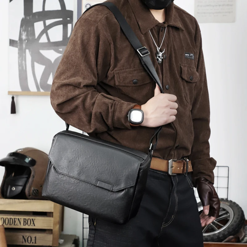 

The First Layer Cowhide Male Shoulder Bag Tanned Vegetable Leather Men's Crossbody Messenger Bag Commute