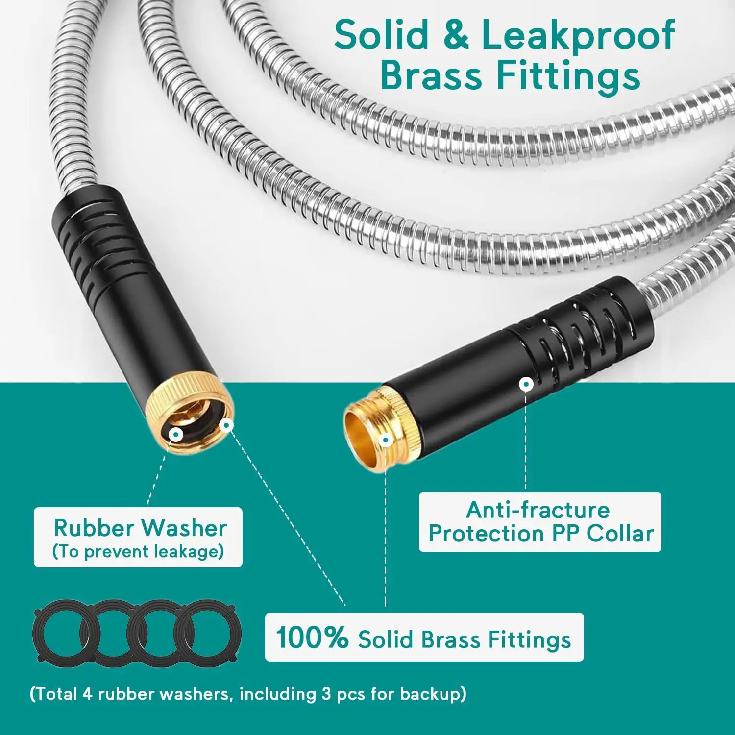 25-75ft Stainless Steel Garden Hose Metal Water Hose Patio Outdoor RV Car Wash Hose Watering Gun Hose Gardening Accessories