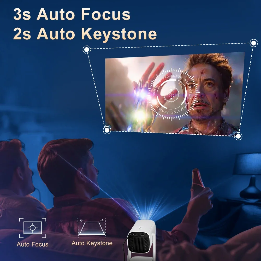 Salange K2 Android 11 Version 5000mAh Battery Full HD 720P 160 ANSI Lumens LED Portable Projector 360 Degree 4K Video Projector